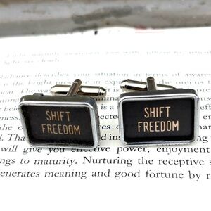 Shif Freedom vintage typewriter key cufflinks Black and Silver Cufflinks